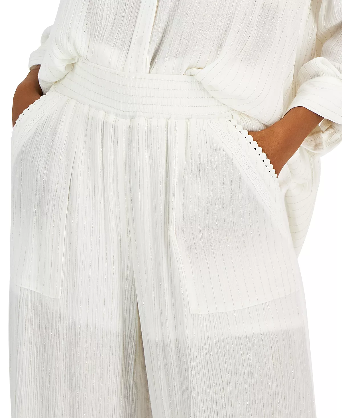 INC International Concepts Women's Pull-On Patch Pocket Wide-Leg Pants, Created For Macy's 4 INC International Concepts Women's Pull-On Patch Pocket Wide-Leg Pants, Created For Macy's - Image 4