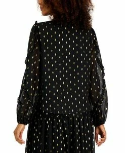 INC International Concepts Women's Long-Sleeve Metallic-Print Tie-Waist Blouse, Created For Macy's -Anne Klein Sales Store 22360905 fpx