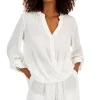 INC International Concepts Women's Button-Down Front-Twist Blouse, Created For Macy's