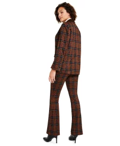 Bar III Women's Plaid One-Button Boyfriend Blazer & Plaid Flare Leg Pants, Created For Macy's -Anne Klein Sales Store 22360965 fpx