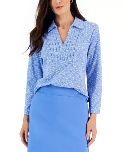 Charter Club Women's Foulard Pleated Polo Top, Created For Macy's -Anne Klein Sales Store 22361654 fpx