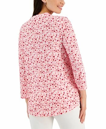 Charter Club Women's Heart V-Neck Pleated Top, Created For Macy's 2 Charter Club Women's Heart V-Neck Pleated Top, Created For Macy's - Image 2