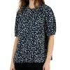 Alfani Women's Band-Collar Elbow-Sleeve Top, Created For Macy's