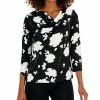 Alfani Women's Cowlneck 3/4-Sleeve Top, Created For Macy's