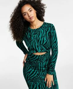 Bar III Women's Twisted Cutout Printed Midi Dress, Created For Macy's -Anne Klein Sales Store 22408135 fpx
