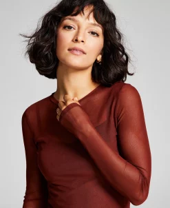 And Now This Women's Mesh Slip-Lined Long Sleeve Midi Dress -Anne Klein Sales Store 22408569 fpx