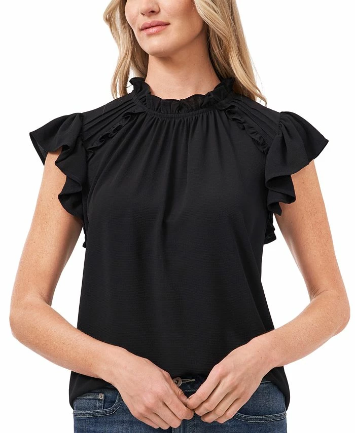 CeCe Women's Ruffled Flutter-Sleeve Short Sleeve Blouse 1 CeCe Women's Ruffled Flutter-Sleeve Short Sleeve Blouse