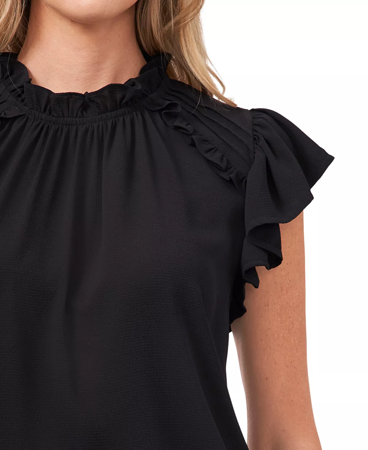 CeCe Women's Ruffled Flutter-Sleeve Short Sleeve Blouse 3 CeCe Women's Ruffled Flutter-Sleeve Short Sleeve Blouse - Image 3