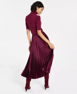 Anne Klein Women's Half-Sleeve Turtleneck Top & Pull-On Pleated Skirt -Anne Klein Sales Store 22412457 fpx
