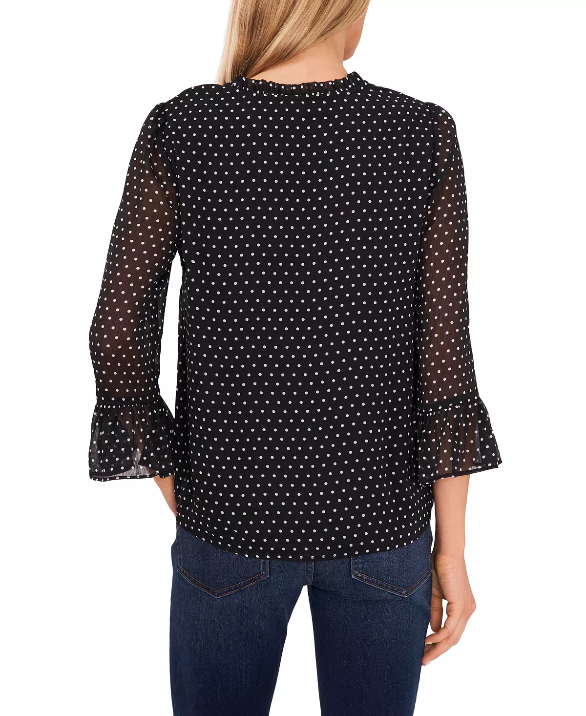 CeCe Women's Ruffled V-neck Polka Dot Blouse 2 CeCe Women's Ruffled V-neck Polka Dot Blouse - Image 2