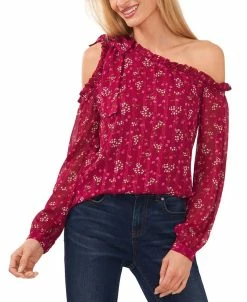 CeCe Women's Printed Cold-Shoulder Bow Blouse