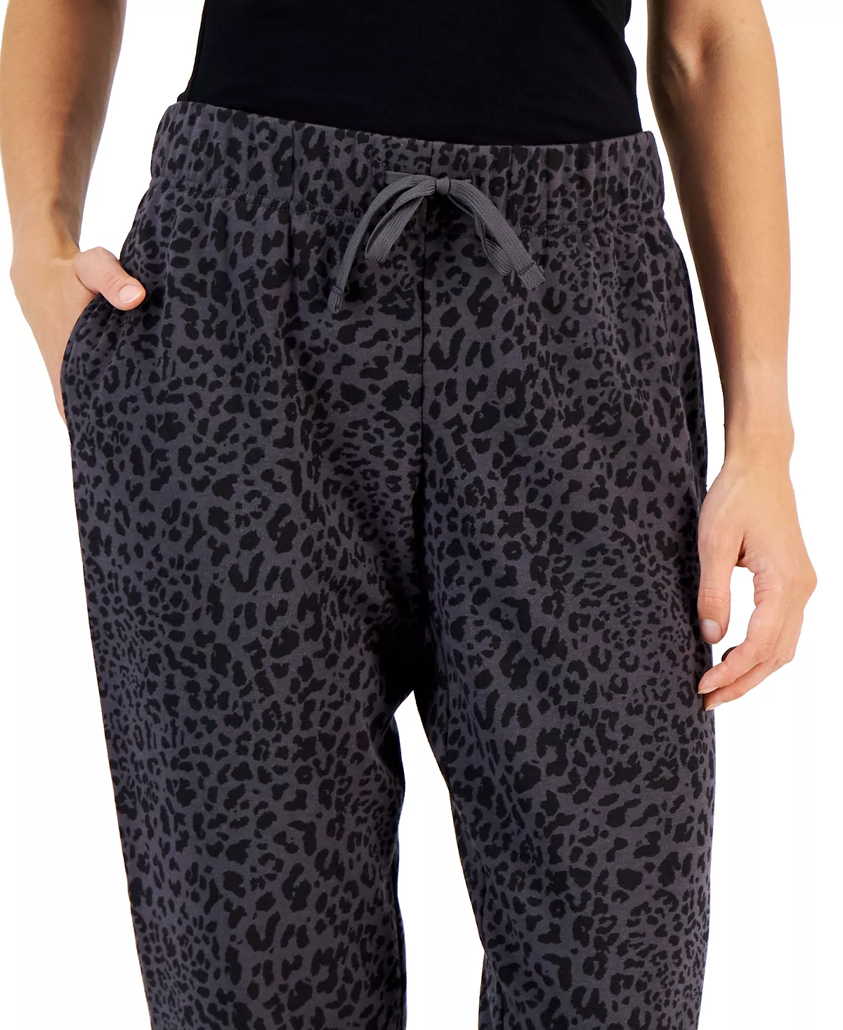 ID Ideology Petite Fleece Cheetah-Print Jogger Pants, Created For Macy's 4 ID Ideology Petite Fleece Cheetah-Print Jogger Pants, Created For Macy's - Image 4