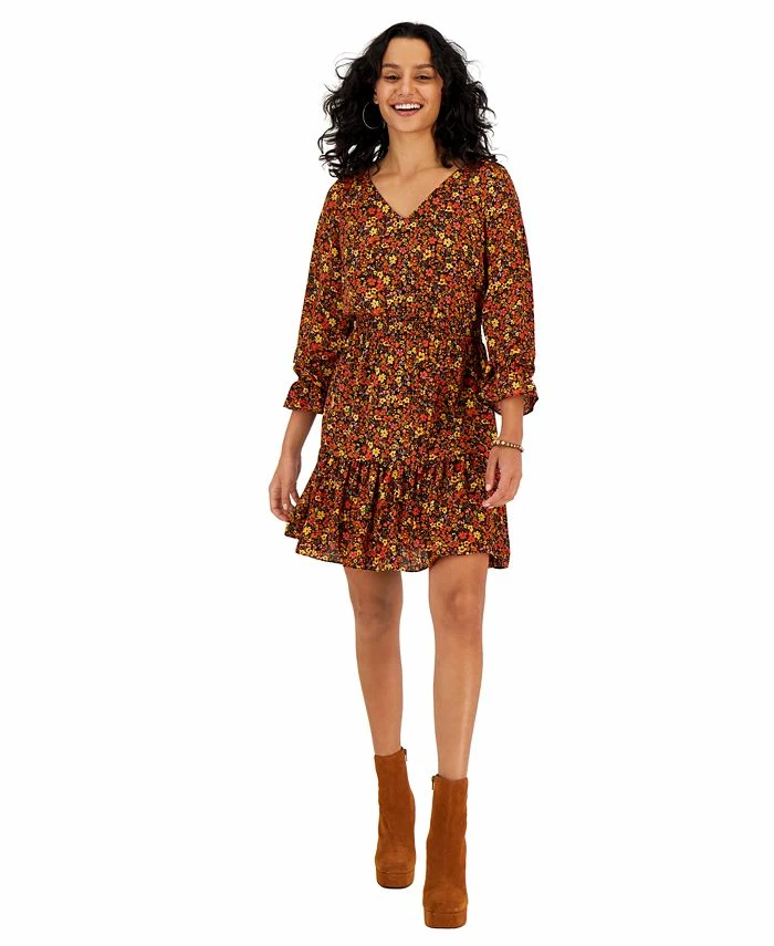 Bar III Women's Long-Sleeve V-Neck Ruffle-Hem Dress, Created For Macy's 1 Bar III Women's Long-Sleeve V-Neck Ruffle-Hem Dress, Created For Macy's