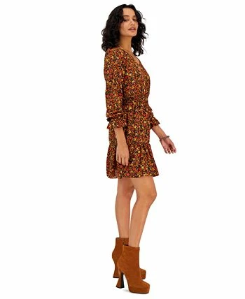 Bar III Women's Long-Sleeve V-Neck Ruffle-Hem Dress, Created For Macy's 3 Bar III Women's Long-Sleeve V-Neck Ruffle-Hem Dress, Created For Macy's - Image 3