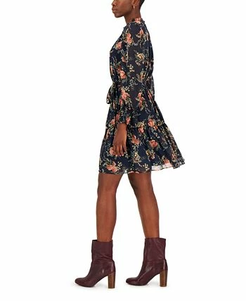 INC International Concepts Hiffon Printed Blouson-Sleeve Fit & Flare Dress, Created For Macy's 3 INC International Concepts Hiffon Printed Blouson-Sleeve Fit & Flare Dress, Created For Macy's - Image 3