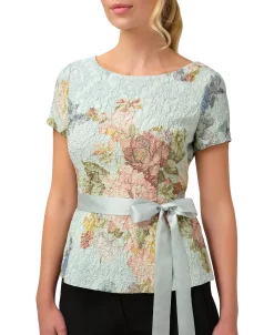 Adrianna Papell Women's Textured Floral-Print Top -Anne Klein Sales Store 22445848 fpx