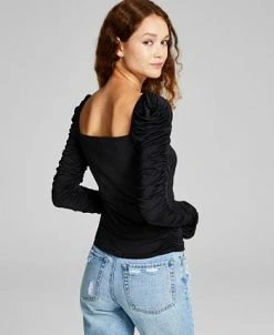 And Now This Women's Square-Neck Ruched-Sleeve Top -Anne Klein Sales Store 22452154 fpx