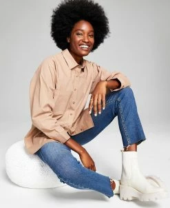 And Now This Women's Long-Sleeve Cotton Button Down Shirt