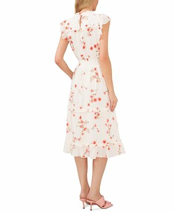 CeCe Women's Floral Print Smocked-Waist Midi Dress 2 CeCe Women's Floral Print Smocked-Waist Midi Dress - Image 2