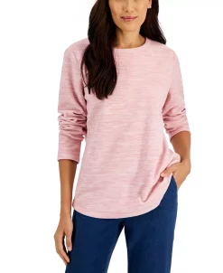 Karen Scott Long Sleeve Spacedye Microfleece Top -Anne Klein Sales Store 22474120 fpx