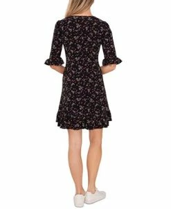 CeCe Women's Printed V-Neck Ruffle-Hem Knit Dress -Anne Klein Sales Store 22477845 fpx