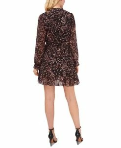 CeCe Women's Long-Sleeve Smocked-Waist Cutout Dress -Anne Klein Sales Store 22478145 fpx