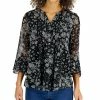 Charter Club Women's Printed Pintuck Ruffled-Sleeve Top, Created For Macy's