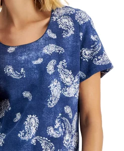 Karen Scott Women's Paisley-Print Relaxed Scoop-Neck Top, Created For Macy's -Anne Klein Sales Store 22514341 fpx