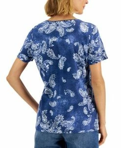Karen Scott Women's Paisley-Print Relaxed Scoop-Neck Top, Created For Macy's -Anne Klein Sales Store 22514342 fpx