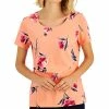 Karen Scott Women's Venus Fleur Printed Relaxed Top, Created For Macy's