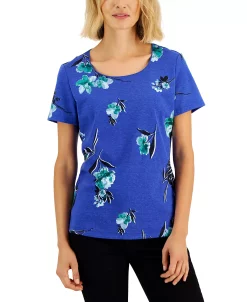Karen Scott Women's Venus Fleur Printed Relaxed Top, Created For Macy's -Anne Klein Sales Store 22514413 fpx