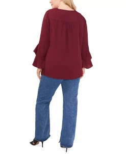 Vince Camuto Plus Size Flutter-Sleeve Top -Anne Klein Sales Store 22524070 fpx