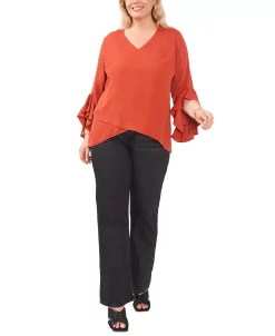 Vince Camuto Plus Size Flutter-Sleeve Top -Anne Klein Sales Store 22524078 fpx