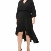 Vince Camuto Plus Size Smocked-Trim High-Low Dress