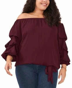 Vince Camuto Plus Size Bubble-Sleeve Off-The-Shoulder Top