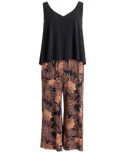 Connected Women's Contrast Printed Cropped Jumpsuit 10 Connected Women's Contrast Printed Cropped Jumpsuit -Anne Klein Sales Store 22534723 fpx
