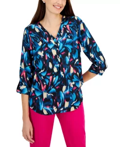 JM Collection Women's Monet Mirage Printed Utility Top, Created For Macy's -Anne Klein Sales Store 22535159 fpx