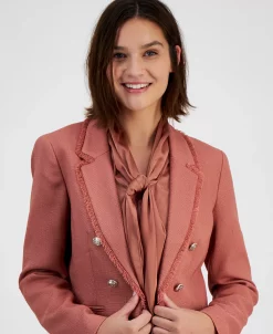 Bar III Women's Faux-Double-Breasted Fringe-Trim Blazer, Created For Macy's -Anne Klein Sales Store 22542360 fpx