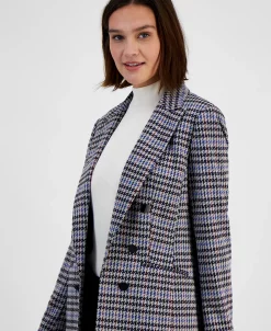 Bar III Women's Mini-Check-Print Faux-Double-Breasted Jacket, Created For Macy's -Anne Klein Sales Store 22542445 fpx