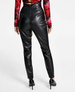 Bar III Women's Slit-Hem Faux-Leather Pull-On Pants, Created For Macy's -Anne Klein Sales Store 22556174 fpx