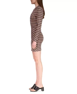 Sanctuary Women's Ruched-Knit Houndstooth Mini Dress 6 Sanctuary Women's Ruched-Knit Houndstooth Mini Dress -Anne Klein Sales Store 22557167 fpx