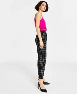 Bar III Women's Windowpane-Plaid Mid-Rise Pull-On Pants, Created For Macy's -Anne Klein Sales Store 22562834 fpx