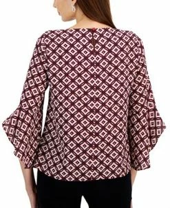 Kasper Women's Ruffled 3/4-Sleeve Printed Top -Anne Klein Sales Store 22563812 fpx