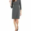 Kasper Women's Printed Embellished 3/4-Sleeve Faux-Wrap Dress