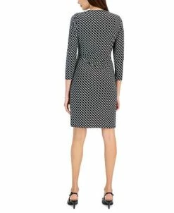 Kasper Women's Printed Embellished 3/4-Sleeve Faux-Wrap Dress -Anne Klein Sales Store 22564528 fpx