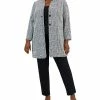 Kasper Plus Size Houndstooth-Plaid Two-Button Longline Blazer