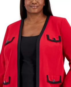 Kasper Plus Size Collarless Colorblocked Open-Front Blazer 8 Kasper Plus Size Collarless Colorblocked Open-Front Blazer -Anne Klein Sales Store 22567625 fpx