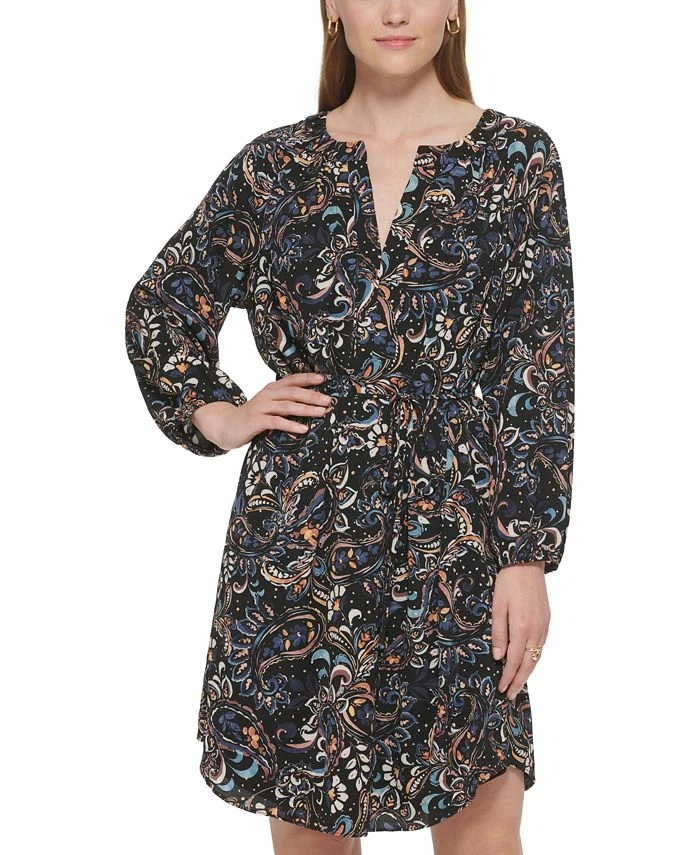 Vince Camuto Women's Printed Balloon-Sleeve Belted Dress 1 Vince Camuto Women's Printed Balloon-Sleeve Belted Dress