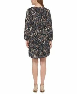 Vince Camuto Women's Printed Balloon-Sleeve Belted Dress 6 Vince Camuto Women's Printed Balloon-Sleeve Belted Dress -Anne Klein Sales Store 22569709 fpx