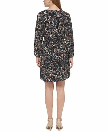 Vince Camuto Women's Printed Balloon-Sleeve Belted Dress 2 Vince Camuto Women's Printed Balloon-Sleeve Belted Dress - Image 2